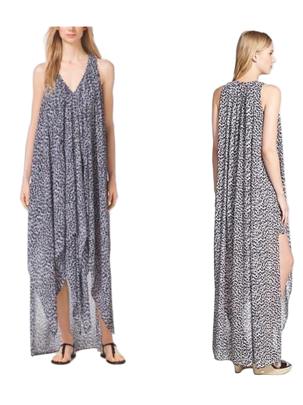 š¦¢Michael Michael Kors Sleeveless V-Neck Animal print Maxi Dress in size M GUC - Picture 2 of 7